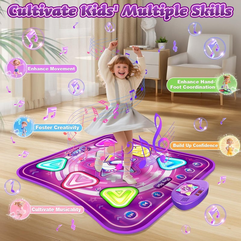 Handwell Dance Mat for Girls, Light-up 6-Button Dance Pad with Wireless Bluetooth & 5 Game Modes, Kids Electronic Dance Mats Musical Dancing Toys Christmas Birthday Gifts for Boys Girl Aged 3 4 5 6 7 8 9 10+ - Image 2